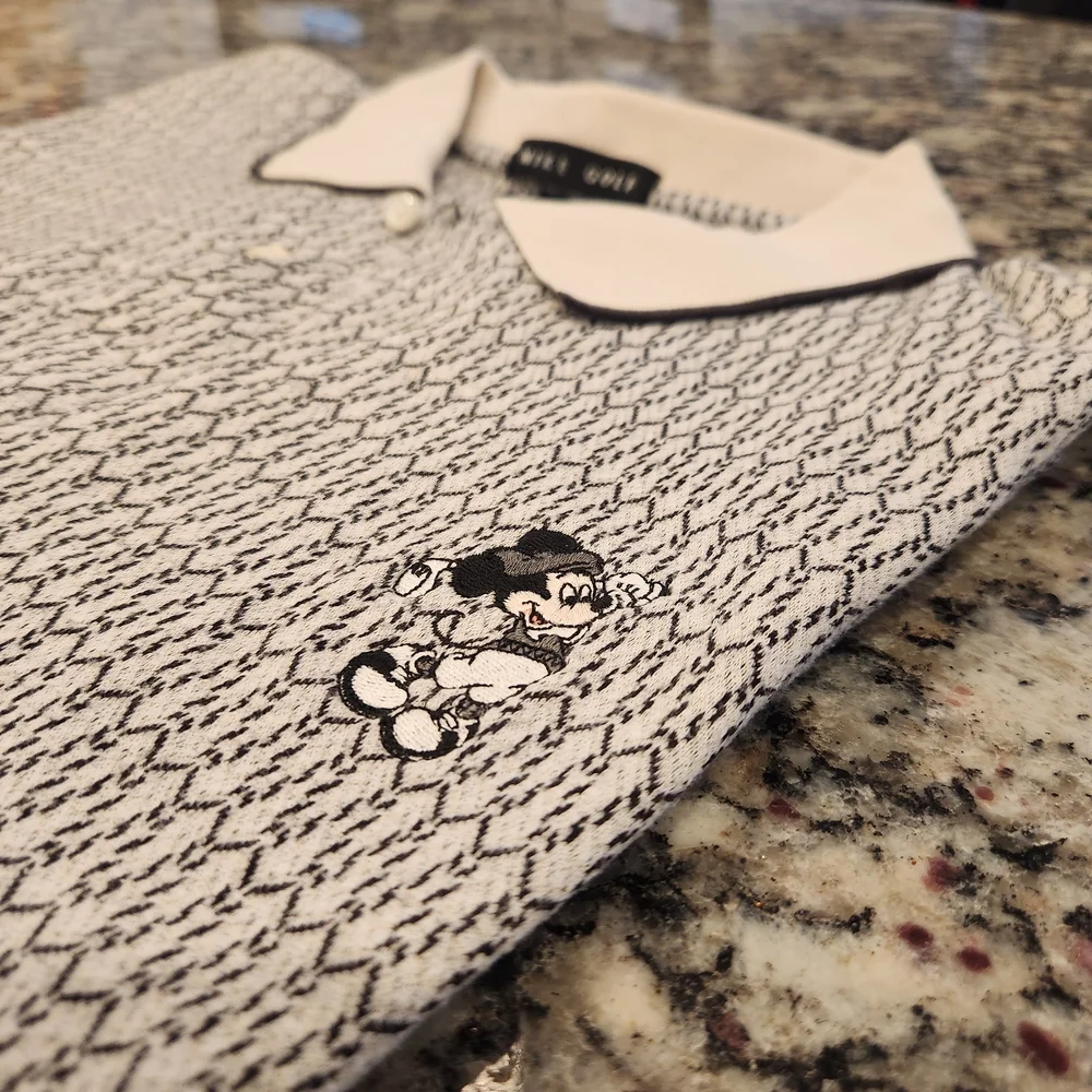 Nike Golf Mickey Mouse Men's Black and Grey Polo Shirt With Embroidered Logo - Picture 1 of 7